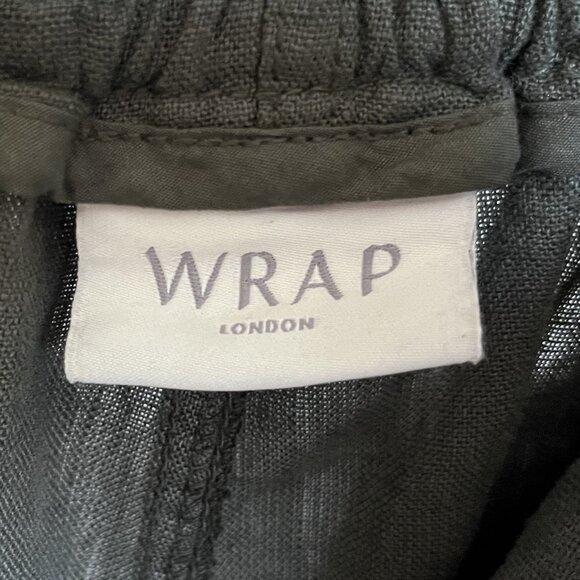 Wrap London 100% Linen Tapered Trousers Olive Green Utility Style Size 8 - Picture 9 of 10